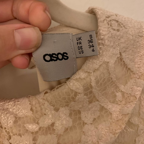 ASOS Cream Floral Lace Peter Pan Collar Mini Dress 4 - Picture 2 of 3